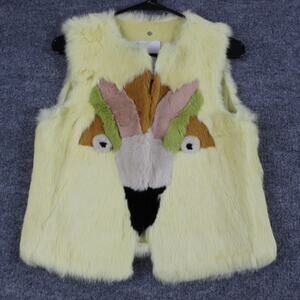 RoschTerra Vest XS Yellow Rabbit Fur Layering Classy Designer Quiet Luxury Chic